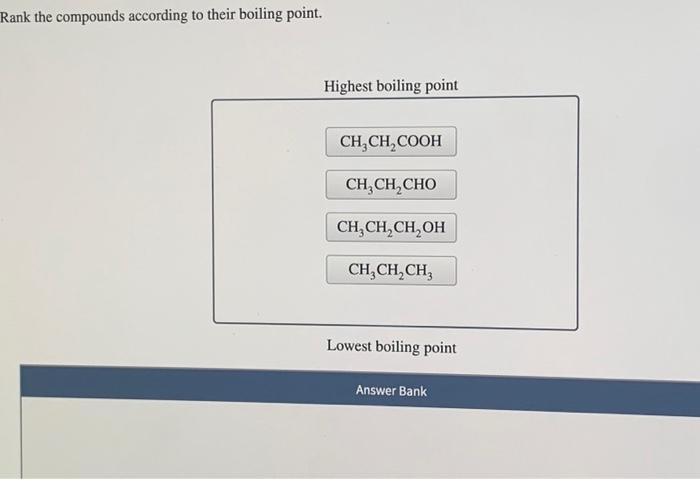 Solved Rank the compounds according to their boiling point. | Chegg.com