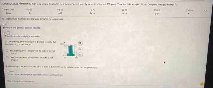 Solved The following data represent the high temperature | Chegg.com