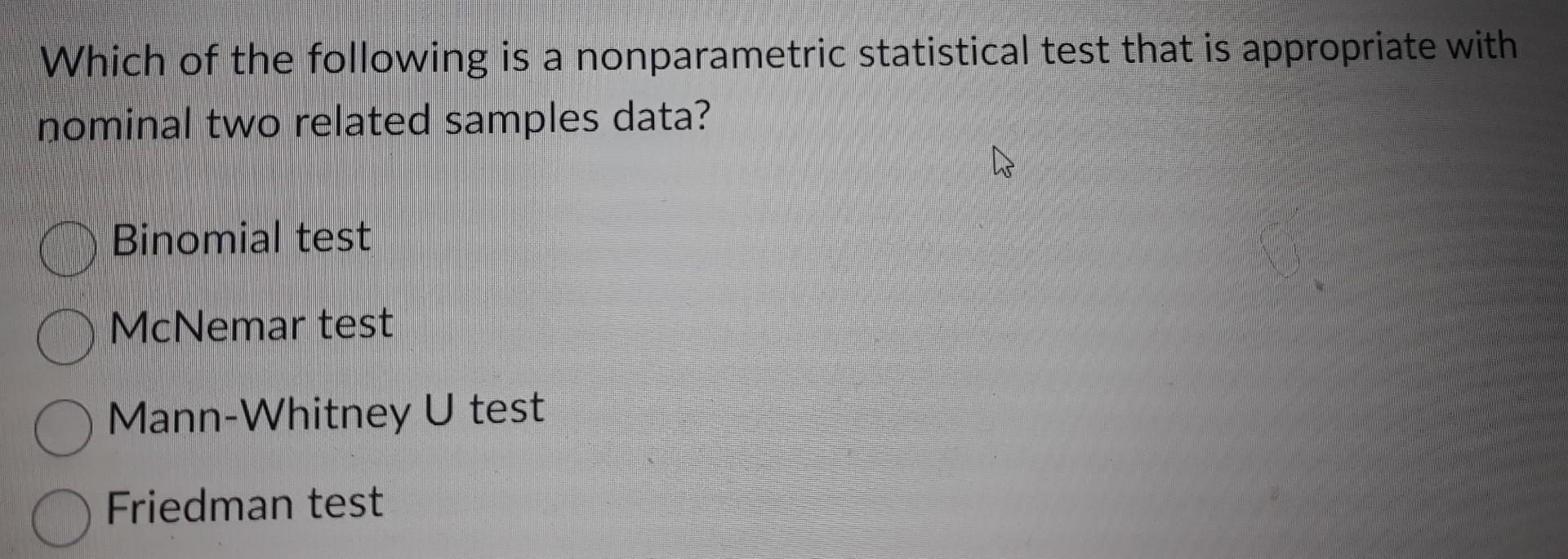 Solved Which Of The Following Is A Nonparametric Statistical | Chegg.com