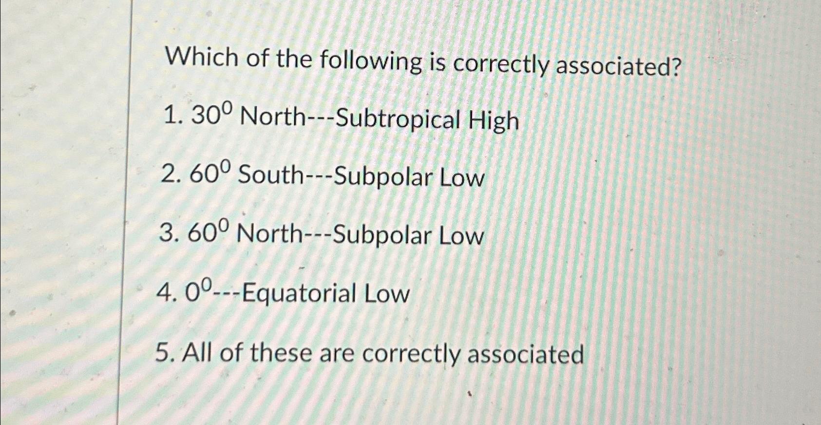 Solved Which of the following is correctly associated?30° | Chegg.com