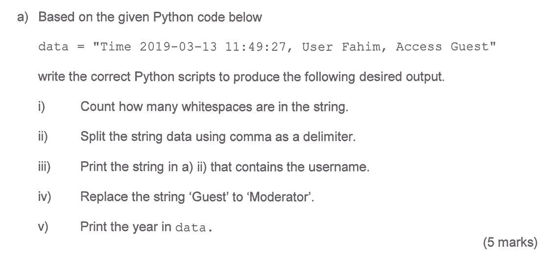 Solved a) Based on the given Python code below data = "Time | Chegg.com