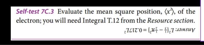 Self-test 7C.3 Evaluate the mean square position, | Chegg.com