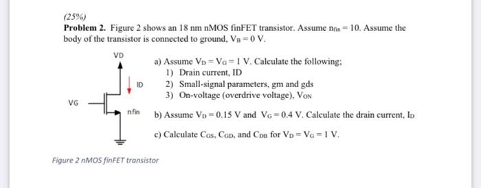 Solved Problem 2. Figure 2 shows an 18 nmnMOS finFET | Chegg.com
