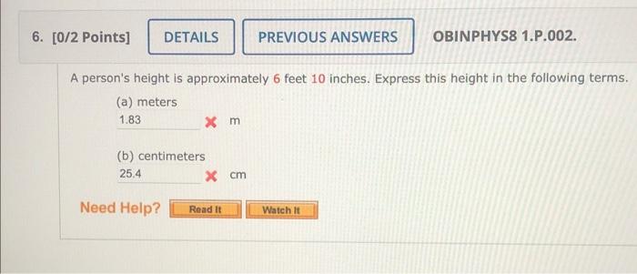 Solved 6. 0 2 Points DETAILS PREVIOUS ANSWERS OBINPHYS8 Chegg