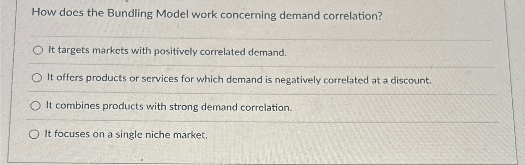 Solved How does the Bundling Model work concerning demand | Chegg.com