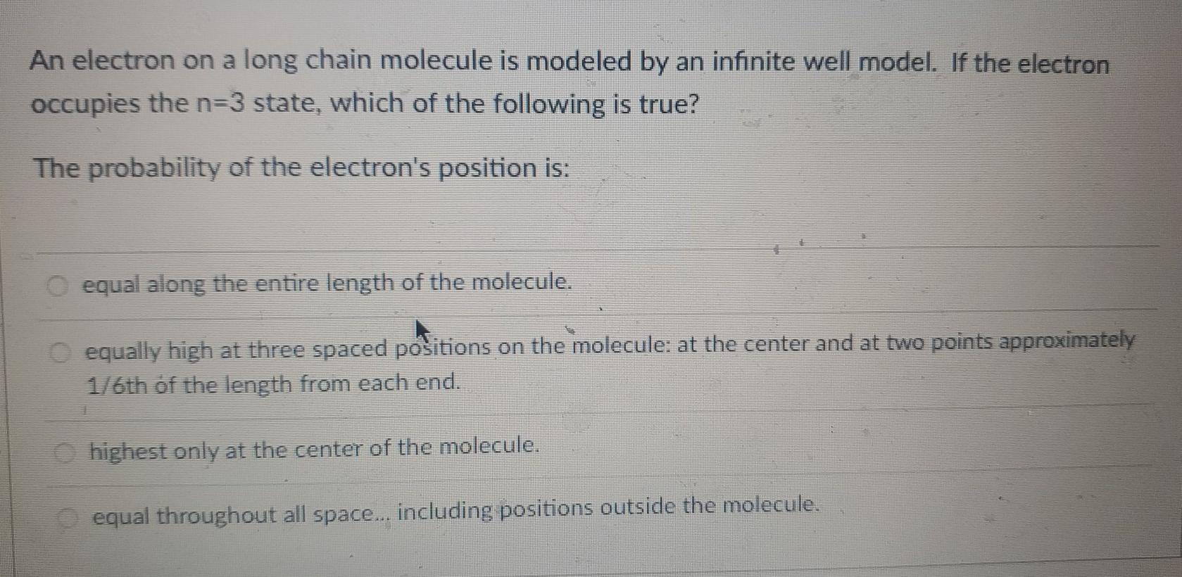 Solved You are modeling a long chain molecule as a 1-D | Chegg.com