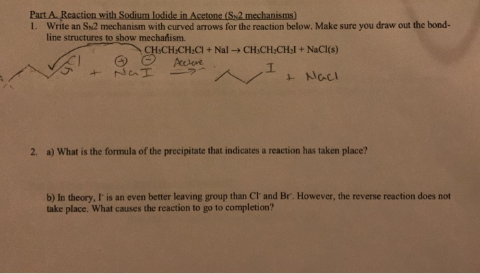 Solved Part A Reaction With Sodium Iodide In Acetone Sn2 3309