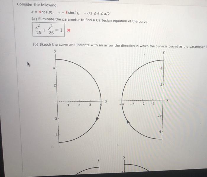 Solved Consider the parametric equations below x=2 y++ -353 | Chegg.com