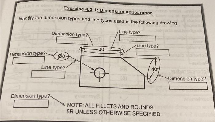 Solved Identify the dimension types and line types used in | Chegg.com