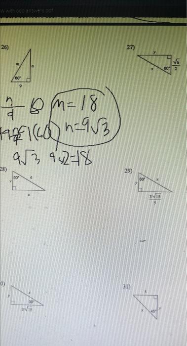 Solved find the missing side lengths leave your answers as | Chegg.com