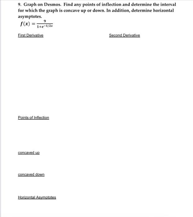Solved 9. Graph On Desmos. Find Any Points Of Inflection And 
