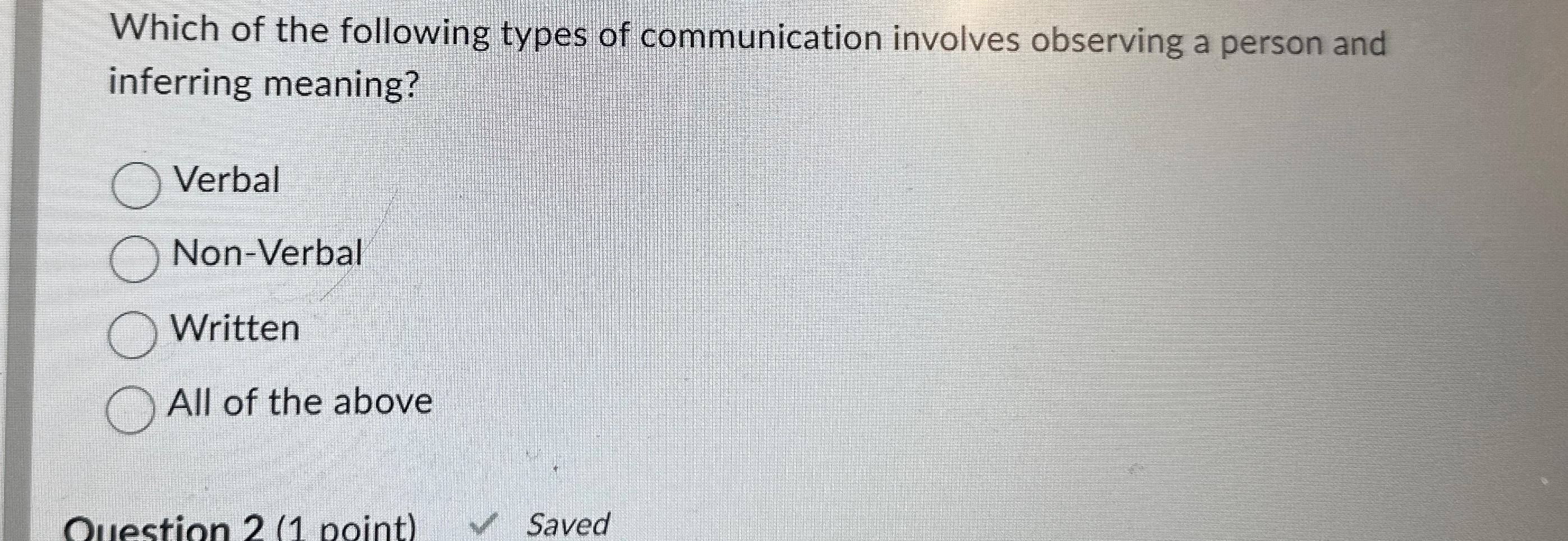 Solved Which Of The Following Types Of Communication | Chegg.com