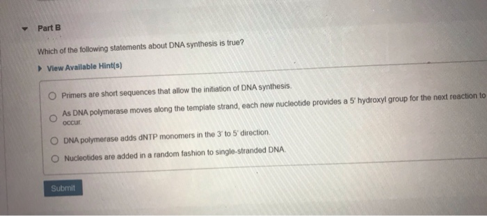 Solved Part B Which of the following statements about DNA | Chegg.com