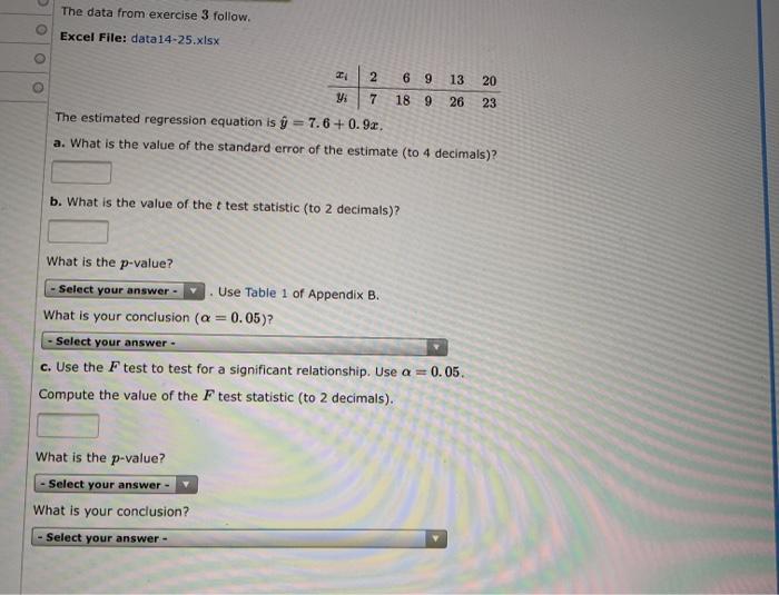 Solved The data from exercise 3 follow. Excel File: data | Chegg.com