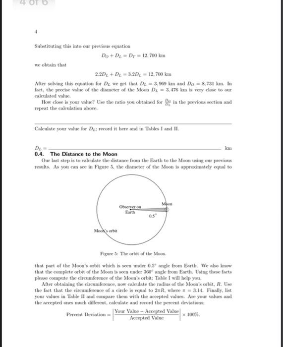 Solved Lunar Eclipse: The Moon's Diameter And Its Distance 