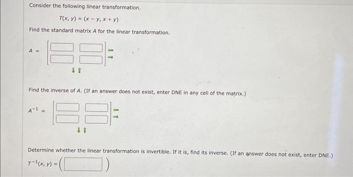 Solved Consider The Following Linear Transformation. | Chegg.com