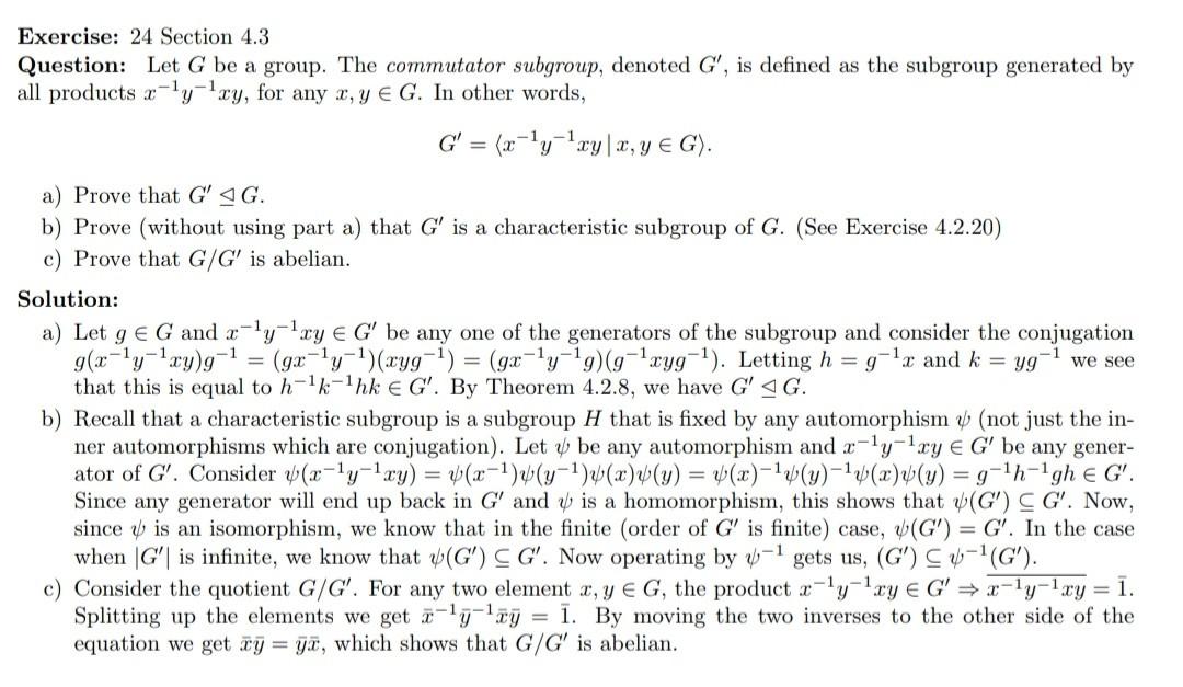 Solved Exercise: 24 Section 4.3 Question: Let G Be A Group. | Chegg.com