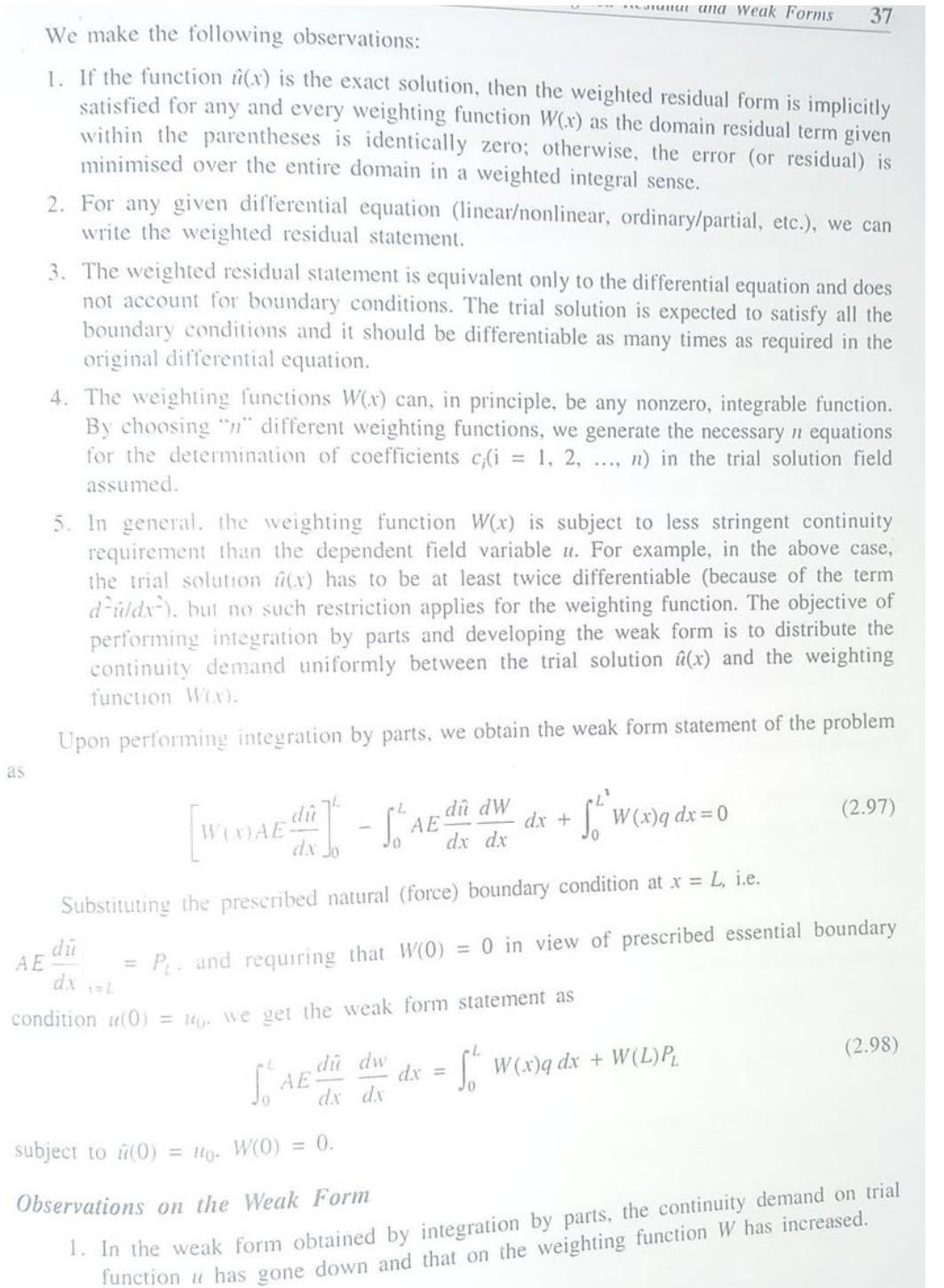 Solved Turut And Weak Forms 37 We Make The Following O Chegg Com