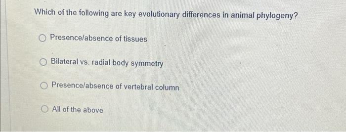 Solved Which of the following are key evolutionary | Chegg.com