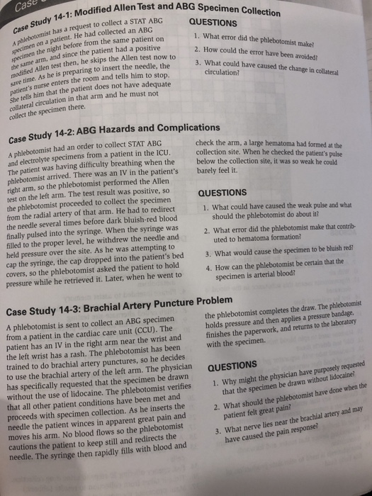 Solved Cases 1 Modified Allen Test And Abg Specime Case S Chegg Com