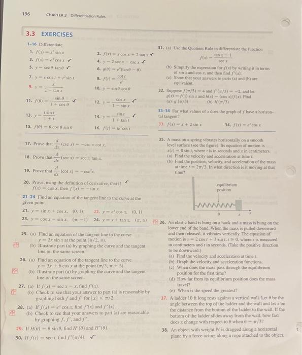 Solved 196 88 CHAPTER 3 Differentiation Rules EXERCISES 3.3 | Chegg.com