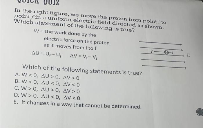 Solved In the right figure, we move the proton from point i | Chegg.com