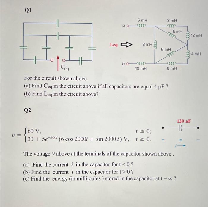 Solved For the circuit shown above (a) Find Ceq in the | Chegg.com