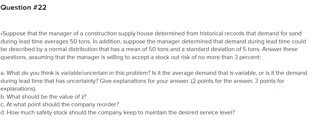 Solved Question #22-Suppose that the manager of a | Chegg.com