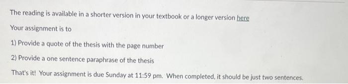The reading is available in a shorter version in your | Chegg.com