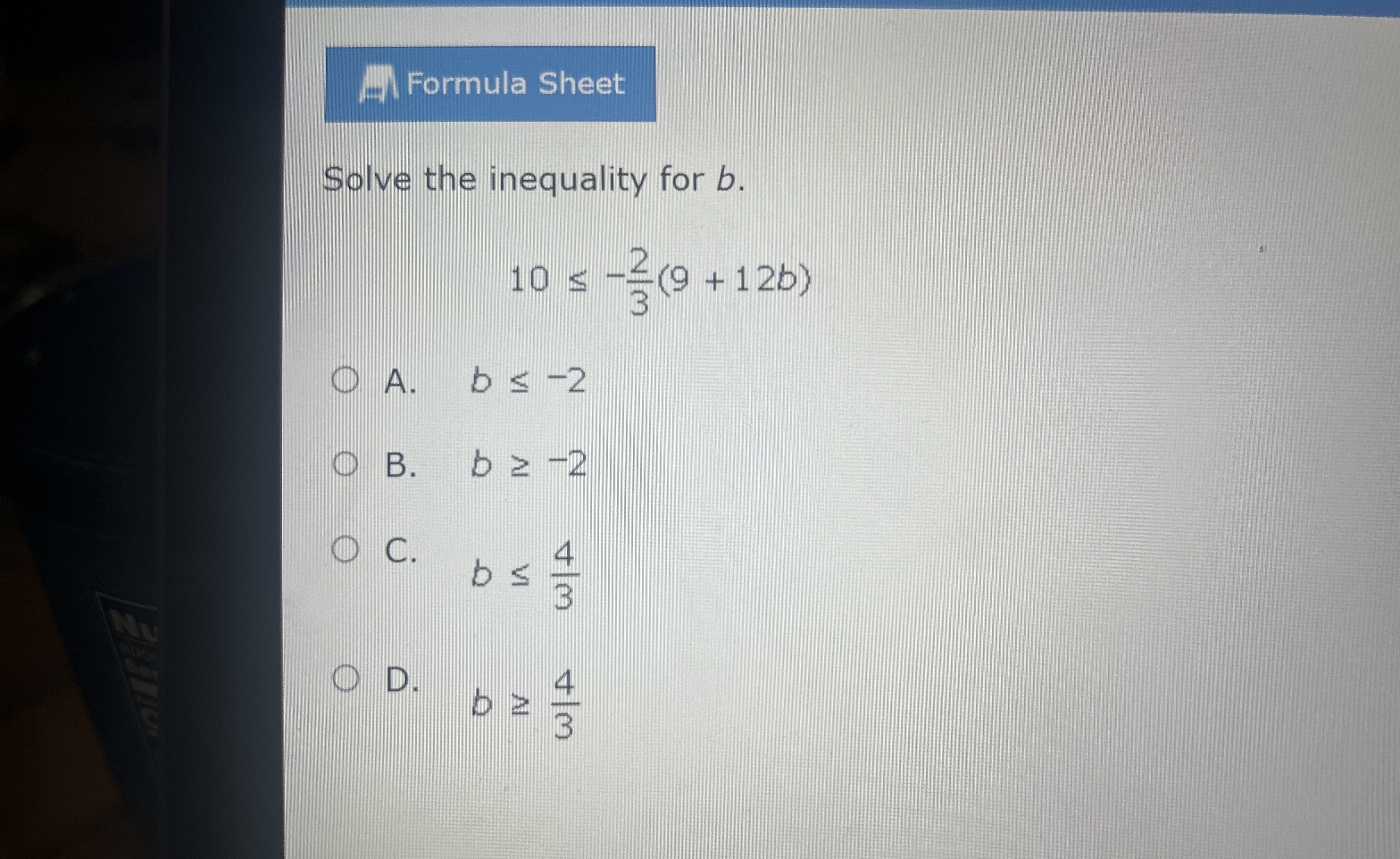 Solved Solve the inequality for | Chegg.com