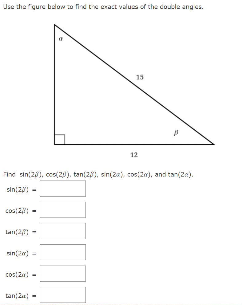 Solved Use the figure below to find the exact values of the | Chegg.com