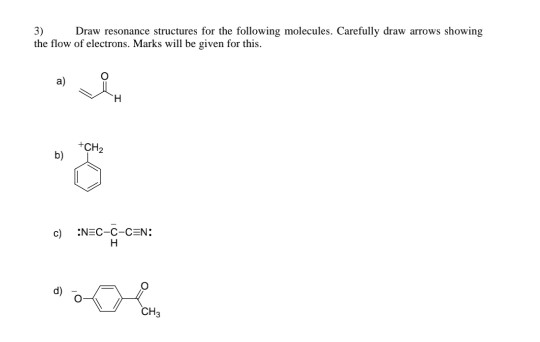 Solved 3) Draw resonance structures for the following | Chegg.com
