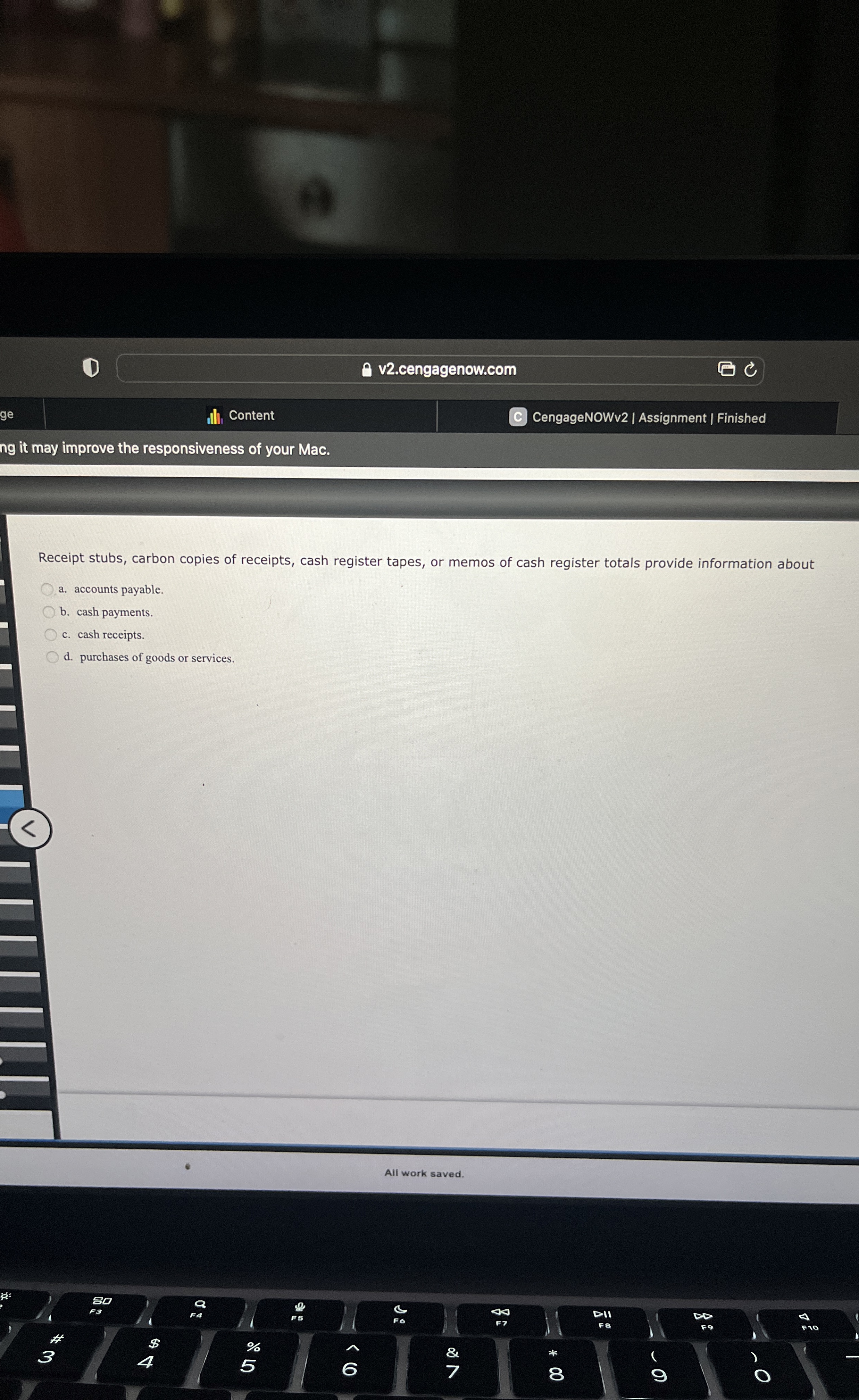 Solved Receipt stubs, carbon copies of receipts, cash