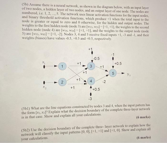 Solved (5b) Assume there is a neural network, as shown in | Chegg.com