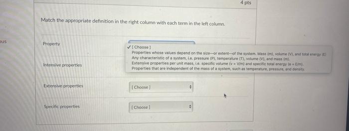 Solved 4 pts Match the appropriate definition in the right | Chegg.com