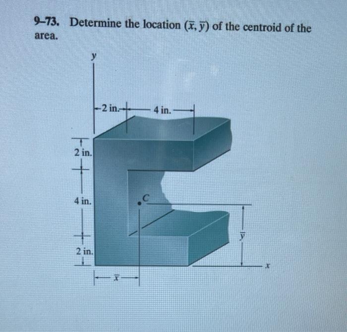 Solved 9-73. Determine the location (x, y) of the centroid | Chegg.com