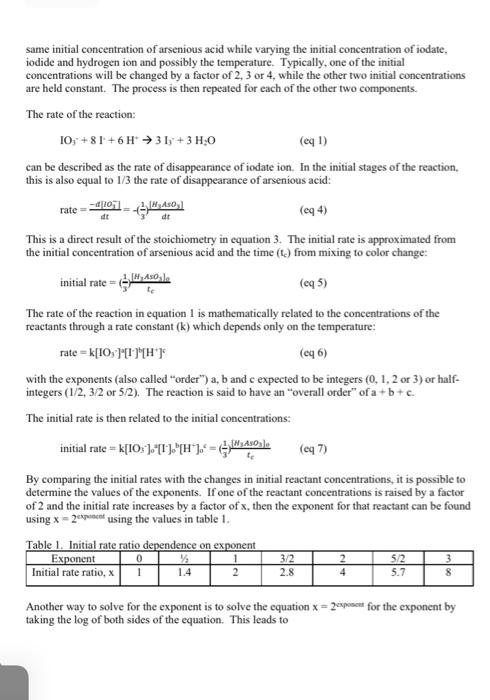 Solved Iodine Clock Reaction "Iodine Clock" Refers To A | Chegg.com