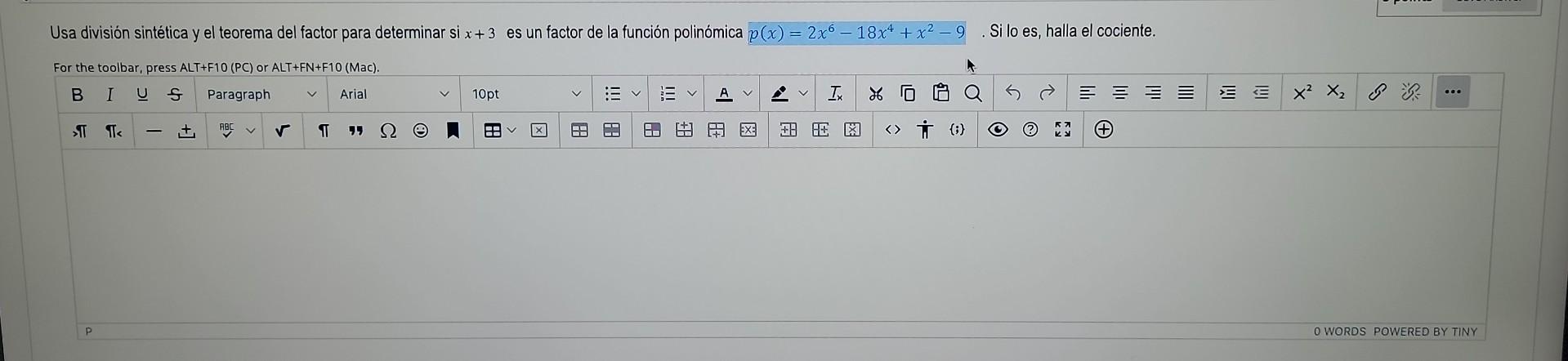 \( p(x)=2 x^{6}-18 x^{4}+x^{2}-9 \). Si lo es, halla el cociente.