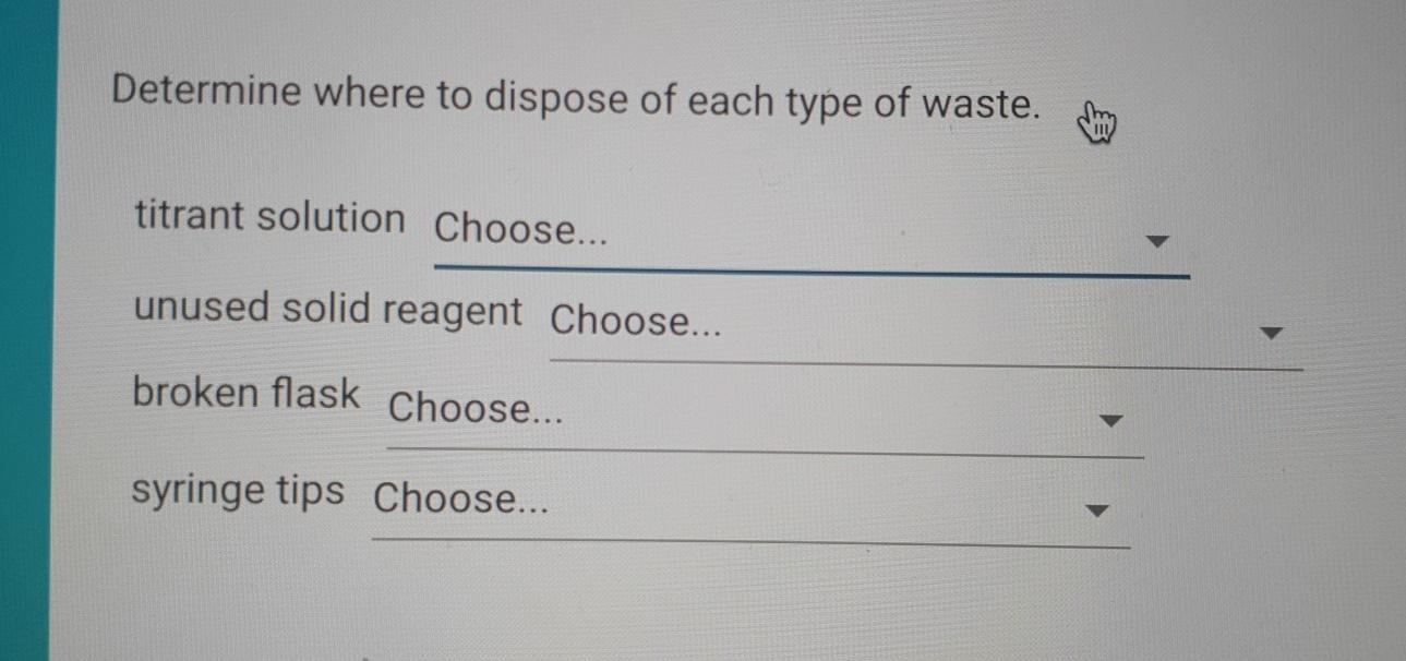 Solved Determine where to dispose of each type of waste.