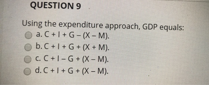 Solved Question 9 Using The Expenditure Approach Gdp Equ Chegg Com