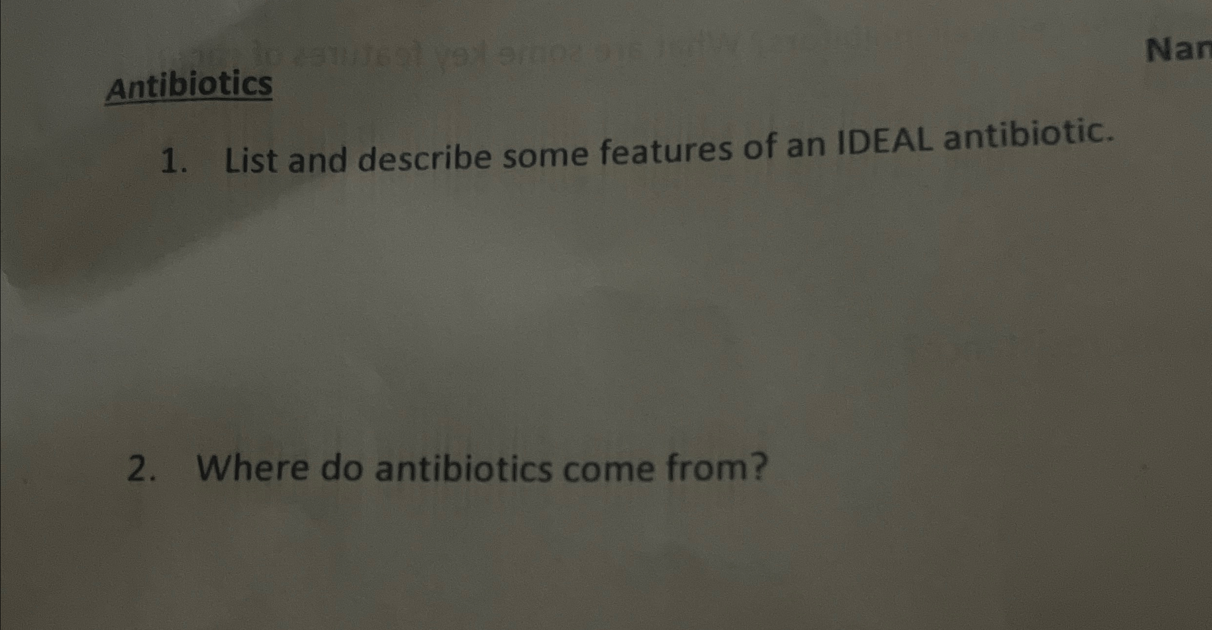 Solved AntibioticsList and describe some features of an