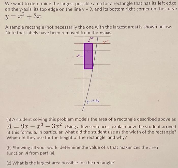 Solved We want to determine the largest possible area for a