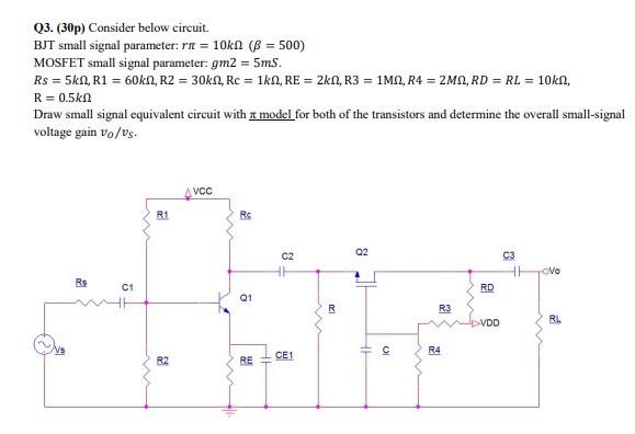 Solved ) For the circuit given below the transistor | Chegg.com