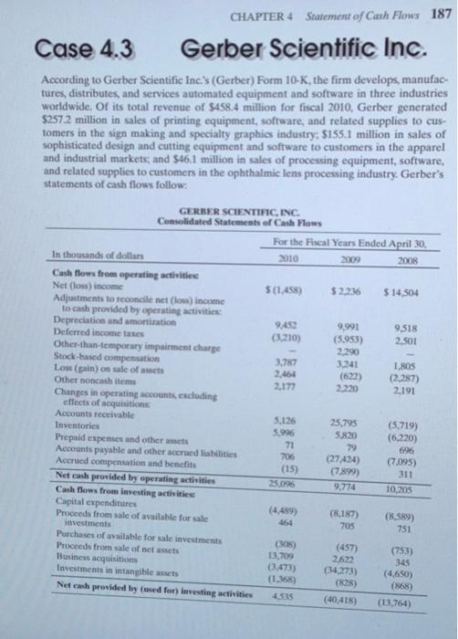 Solved Case 4.3 Gerber Scientific Inc. According to Gerber