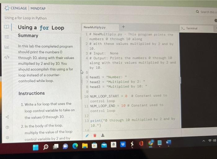 Solved CENGAGE MINDTAP Using a for Loop in Python 8 Label @ | Chegg.com