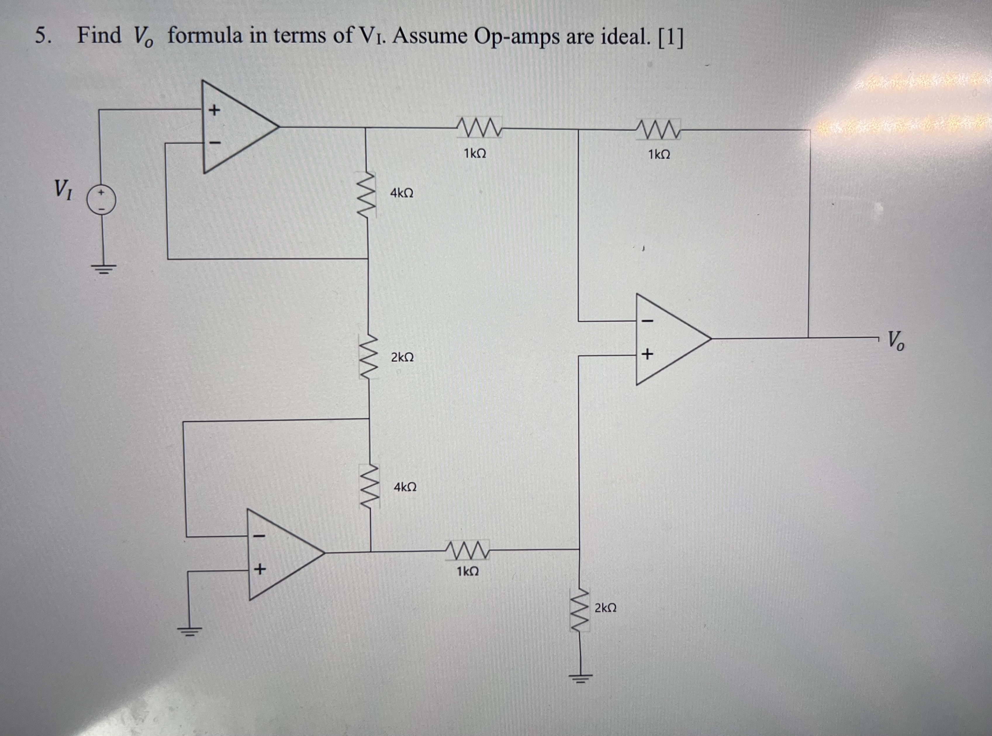 Vo Formula Solved Find Vo formula in terms of VI. Assume Op-amps are | Chegg.com