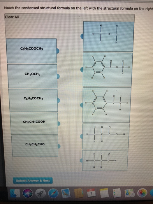 Solved Match the condensed structural formula on the left | Chegg.com