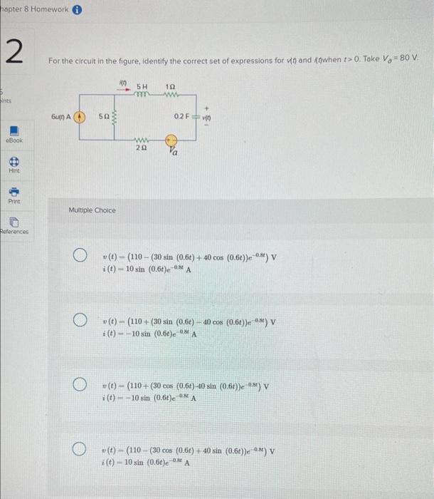 Solved For the circuit in the figure, identify the correct | Chegg.com