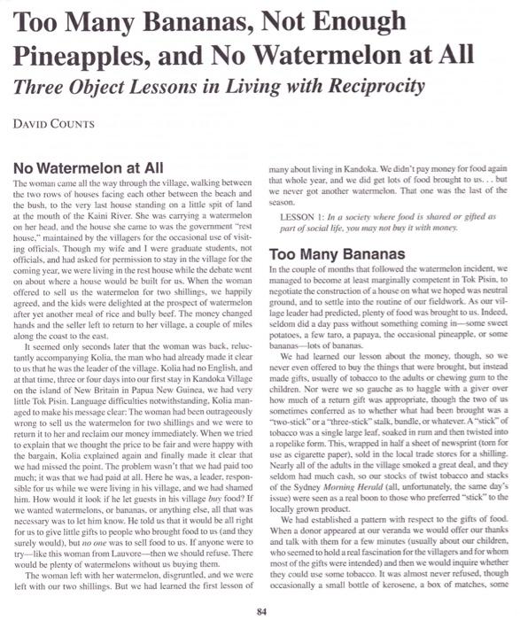 Read the article "Too Many Bananas, Not Enough