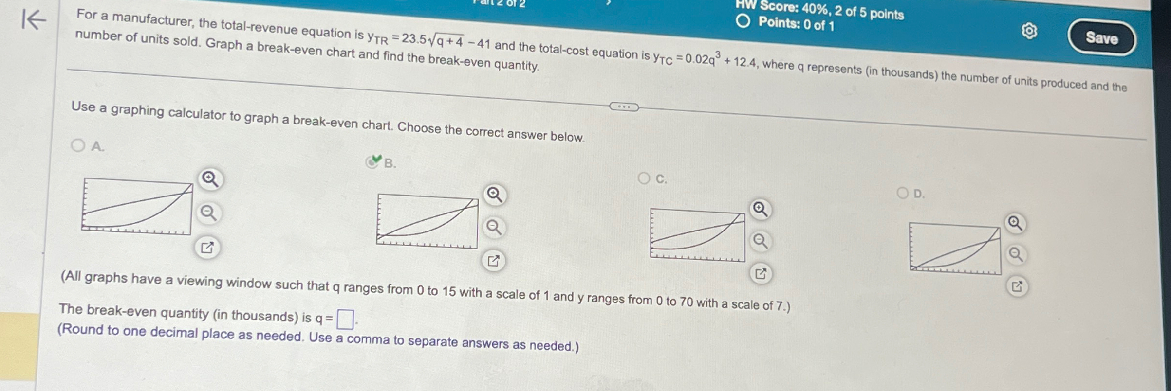 Solved points 0 of 1ven the total cost equation is chegg